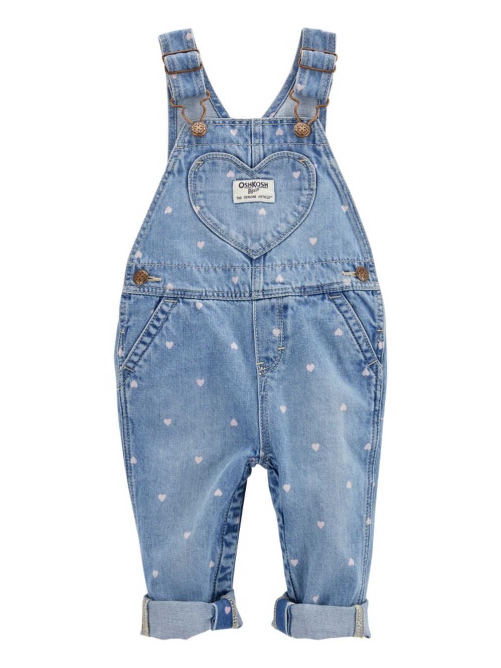 OshKosh Heart-Print Knit Denim Overalls
